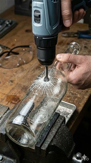 Broken glass bottel using drill machine #tools #minitools #drill #itistoolbox
