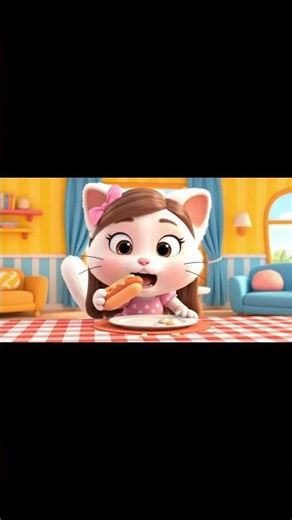 “Hungry Cat Girl Can’t Stop Eating 🍔🐱 | Funny 3D Cartoon Shorts”