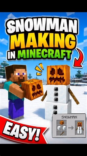☃️ Making a Snowman in Minecraft! ❄️🎃Easy and cool Minecraft build tutorial 🔥 #minecraft #snowman