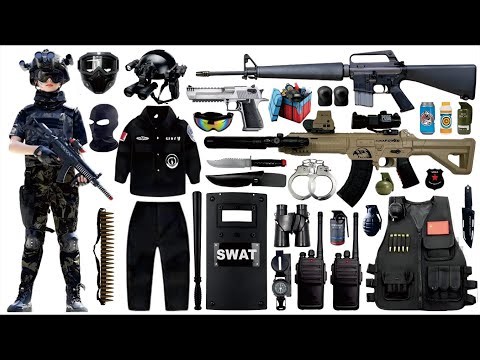 Open Box Toy Gun Collection, 191 Carbine Gun, M4 Assault Rifle, SLR Assault Rifle, Colt Pistol, Bomb