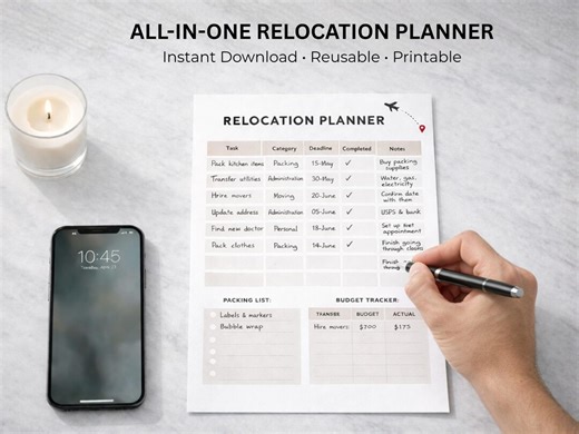 Relocation Planner Printable | Moving Checklist & Budget (digital Download) - Etsy