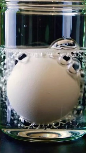 Vinegar dissolving eggshell (rubber egg)