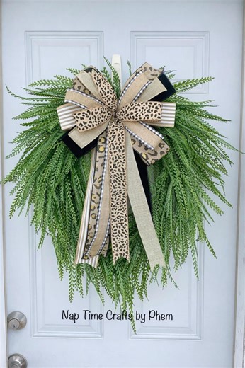 Bead Grass Wreath With Customizable Bow, Button Fern Wreath, Year Round Front Door Wreath, Modern Farmhouse Door Decor - Etsy