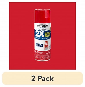 (2 pack) Apple Red, Rust-Oleum American Accents 2X Ultra Cover Gloss Spray Paint-327875, 12 oz