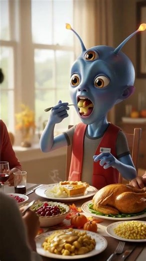 The Cosmic Tourist Feasts On Thanksgiving Dinner! 🍽️✨ #shorts