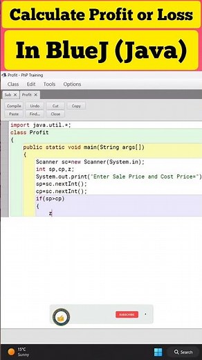 Calculate Profit or Loss in BlueJ (Java) ll #bluej ll #java ll #javaprogramming ll #programming ll