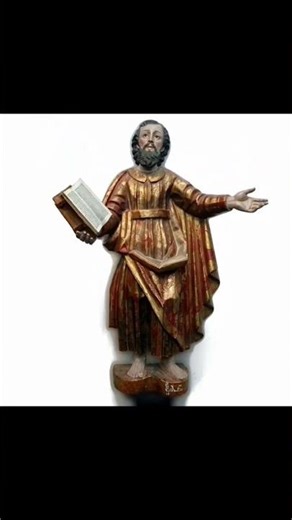 San Pablo Colonial Mexicano SXVIII Santo en Madera Estofada