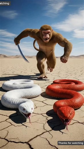 monkey lives in the desert and the baby snakes set the house on fire 😭 #ai​ #monkey​ #desert​ #home | Samay Deen