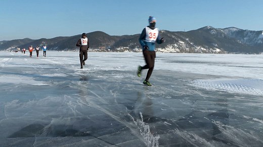 Ice marathon on Lake Baikal