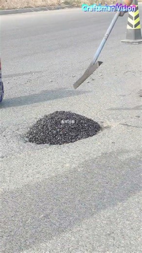 Watch how workers quickly repair road potholes with silicon asphalt cold patching material