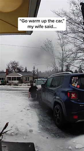 My man was going THROUGH it out there! 🤣 #afv #fail #winter | America's Funniest Home Videos