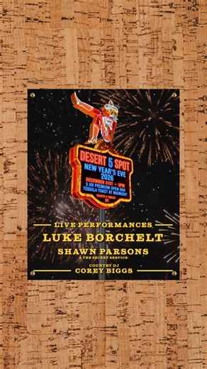 Desert 5 Spot DC on Instagram: "🤠 HONKY TONK NEW YEAR’S EVE 2026 🤠 Come ring in 2026 with us on Wednesday, December 31st at 9pm! 💥 There’ll be live performances by @lukeborchelt, @alabamashawn & @thegrindcrew_3, Country DJ @biggswashere, a 5-hour premium open bar, and a tequila toast at midnight. Tickets & tables are at the link in bio. 🤠 🌵 #desertfivespot #nye"