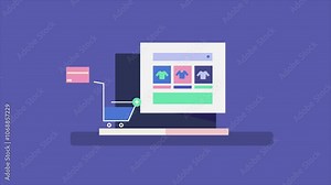 eCommerce checkout system. Website ecommerce platform, Online shopping, Website checkout option. Animation video clip.