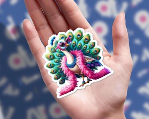 Vinyl Sticker - Glamorous Peacock Wearing Feather Boa - Etsy