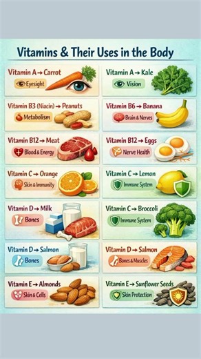 Vitamins and Their Uses in the Human Body | Functions & Benefits #healthyfood #vitamins