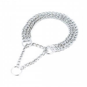 Dog Chain Collar - Martingale Dog Collar - Silver Chain Dog Collar - Half Choke - Triple Chain Collar With Martingale - Choker Chain Collar - Etsy