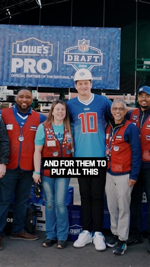874K views · 3.3K reactions | QB Drake Maye teamed up with Lowe's Home Improvement to donate tools, supplies, and equipment to the hardworking people who build the #NFLDraft stage where dreams come true.  | NFL | Facebook
