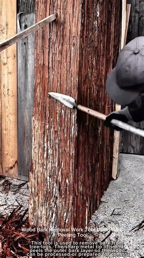 Wood Bark Removal Work Tool Using Bark Peeling Tool #worktool