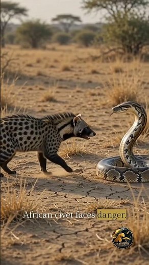 African Civet vs Rock Python Struggle #AfricanCivet #RockPython #SavannaWildlife #WildlifeFacts #usa