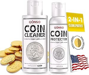 Coin Cleaner and Protector Kit Solution for Cleaning All Coins, Gold Coins, Silver Coin, Vintage Coin, Coin Cleaner Supplies for Collectors