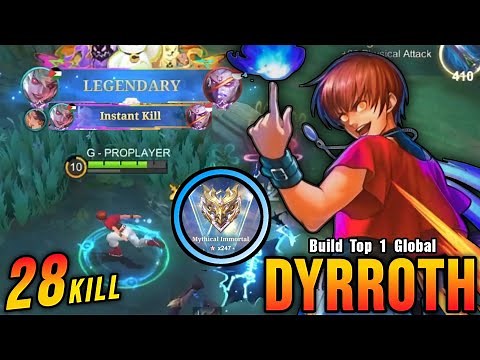 28 Kills!! Dyrroth KOF Skin Super Aggressive Plays!! - Build Top 1 Global Dyrroth ~ MLBB