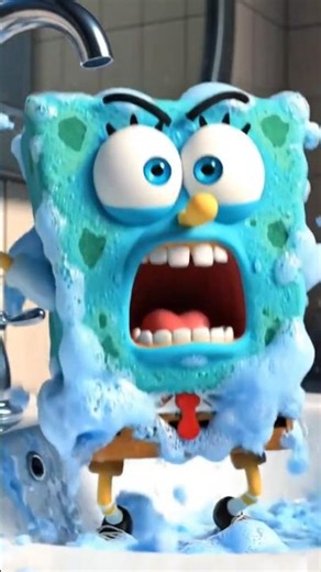 A blue sponge character angry #spongebob #sponge #angry #shortsviral #viral