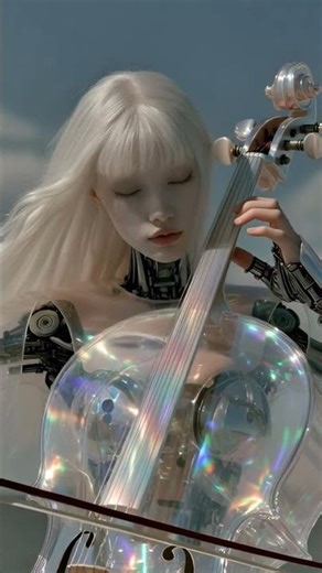 Futuristic Robot Girl Playing Violin – AI Cyborg Music Concept Art 4K