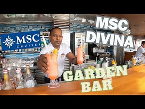Disaronno Garden Bar MSC Divina Full Menu Tour & Drink Trial and Review 21 Years Min Age to Drink