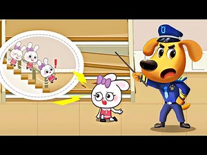 Sheriff Labrador Home Safety #2 - Walking Carefully on the Stairs - Kids Safety Tips - Babybus Game