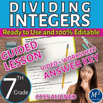 Dividing Integers Guided Lesson + Video | 7th Grade Math