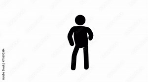 Happy dance pictogram man. Stickman fun dance. Looped animation with alpha channel
