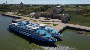 Download cruise ships docked at Bolgar river port on the Volga River