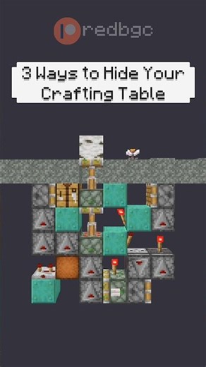 3 Ways to Hide Your Crafting Table using Redstone. #minecraft #mc #mcpe #gaming #shorts