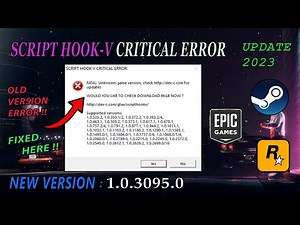 GTA V - HOW TO FIX SCRIPT HOOK V CRITICAL ERROR | GTA V UPDATE V1.0.3095.0 WORKED