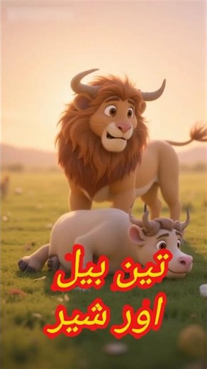 Three Bullocks and the Lion | Moral Story in Urdu Hindi #bedtimestories #shortfeeds