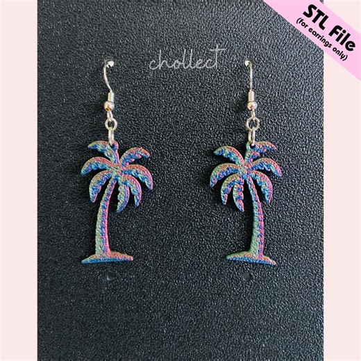 Palm Tree Earrings STL File: 3D Print Model (digital Download) - Etsy