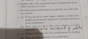Explain why a hot saturated solution of potassium nitrate forms... | Filo