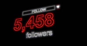 Colourful 3D Social media notification follower, counting up to over 50k, on a black background, 4k
