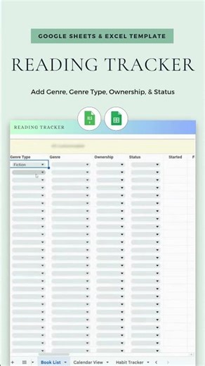 📚 Digital Reading Tracker & Book Tracker | Google Sheets & Excel Template