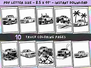 10 Truck Coloring Pages - Classic Trucks - Lifted Pickups - Lowered Trucks Instant PDF Download 8.5x11 - Etsy