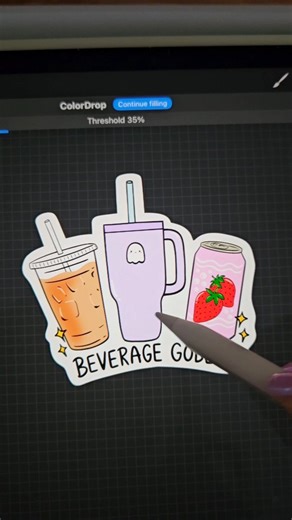 313 reactions · 37 shares | Here's how I fill my entire sticker background on procreate! All you have to do is adjust the threshold of your color drop by getting it closer to 100% #procreate #stickermaking #beveragegoblin #stickers #digitalart | Jem and Cozy | Facebook