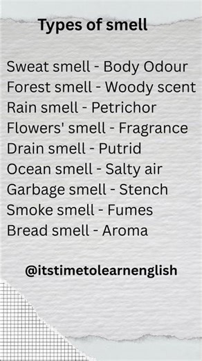Types of smell in English #englishlanguage #vocabulary #english #spokenenglish #englishvocabulary