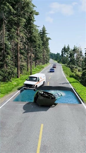 Cars vs water pit BeamNG.Drive