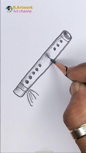 How to Draw a Bamboo Flute 🎋 | Easy Bamboo Flute Drawing #drawing #B.artwork