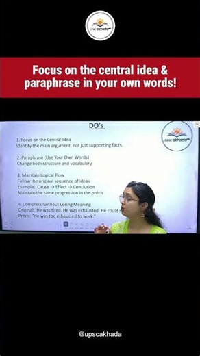 ​Master Précis Writing: Focus on the central idea & paraphrase in your own words!✍️💡