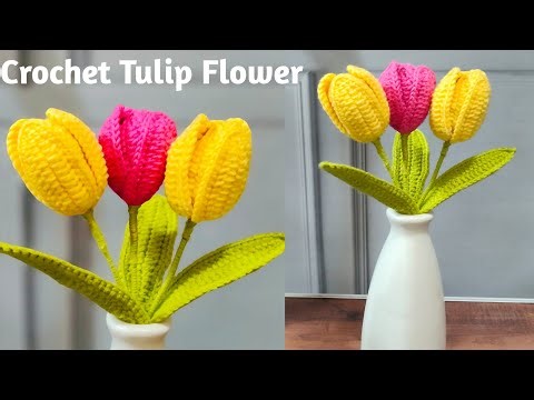 Beautiful 😍 Crochet Tulip 🌷💐 Flower Tutorial For Beginners | step by step 🪜💯