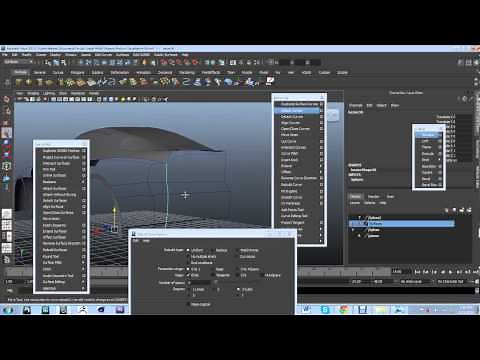 Maya Automobile Modeling 7: Creating NURB surfaces with Loft and Boundary surfaces.