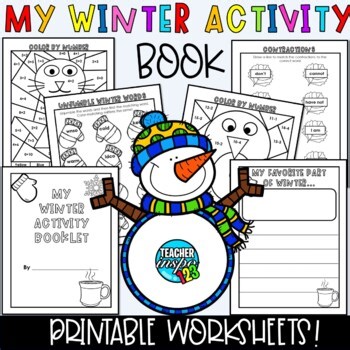 Color by Code Winter Fun Activity Packet - Fun Worksheets Busy Work