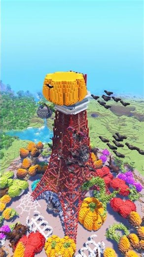 Minecraft Tokyo Tower Build Timelapse #minecraft #halloween