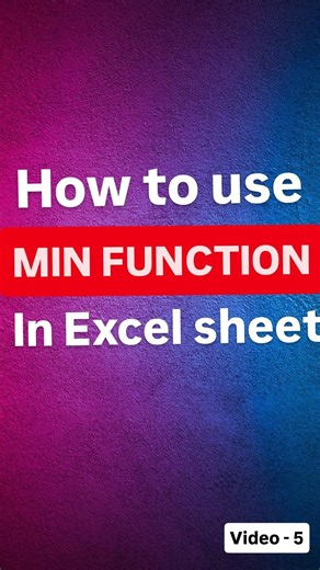 How to use MIN function in excel sheet | Mylearningcoures | #excel